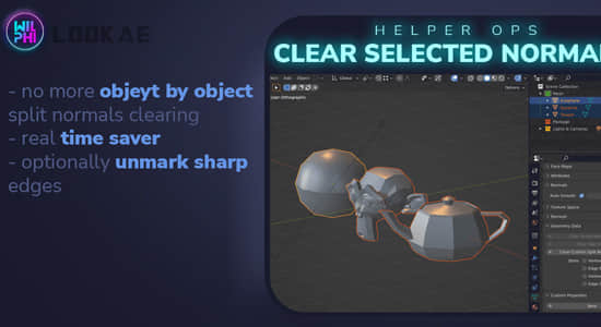 Clear All Selected Custom Split Normals 法线清除工具 Helper Ops V1.0.5